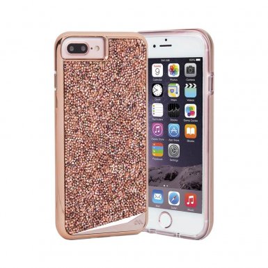 CaseMate Brilliance Case - кейс с висока защита и кристали за iPhone 8 Plus, iPhone 7 Plus, iPhone 6S Plus, iPhone 6 Plus (розово злато)