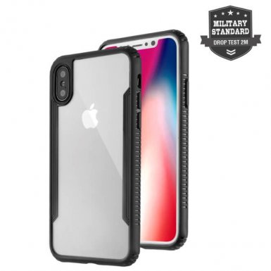 4smarts Clip-On Cover Trendline Premium KNOX - хибриден удароустойчив кейс за iPhone XS, iPhone X (черен-прозрачен)