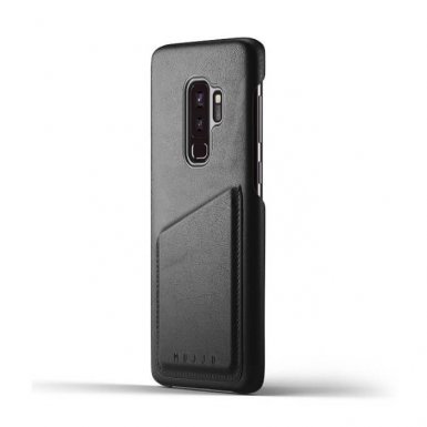 Mujjo Leather Wallet Case - кожен (естествена кожа) кейс с джоб за кредитна карта за Samsung Galaxy S9 Plus (черен)