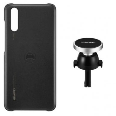 Huawei Car Kit - оригинален комплект от кейс и магнитна поставка за Huawei P20 (черен)