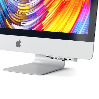 Satechi Aluminium USB-C Clamp Hub Pro - алуминиев USB-C хъб и четец за SD/microSD карти за iMac 2017, iMac Pro, iMac 2019 (сребрист)