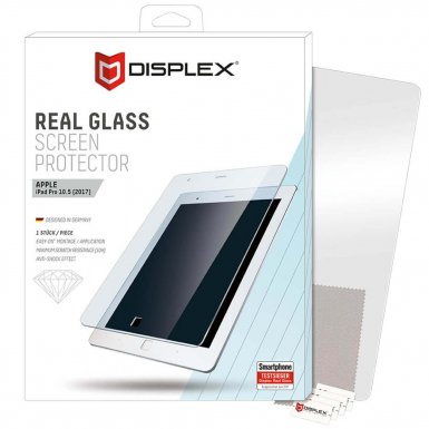 Displex Real Glass 10H Protector 2D - калено стъклено защитно покритие за дисплея на iPad Pro 10.5 (прозрачен)