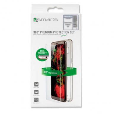 4smarts 360° Protection Set Case Friendly - тънък силиконов кейс и извито стъклено защитно покритие за дисплея на Huawei P20 Pro (прозрачен)