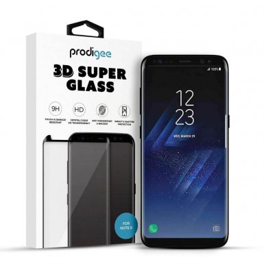 Prodigee 3D Super Glass - калено стъклено защитно покритие за дисплея на Samsung Galaxy Note 8 (прозрачен-черен)