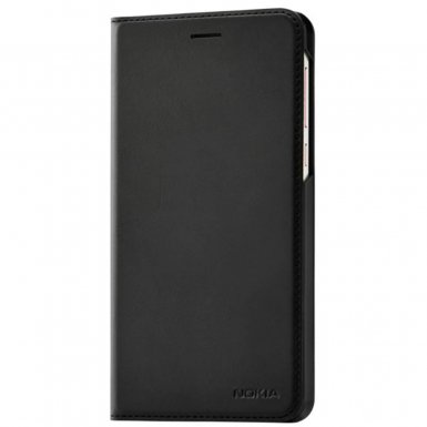 Nokia Slim Flip Case CP-308 - оригинален кожен калъф с отделение за кр. карта за Nokia 6 (2018) (черен)