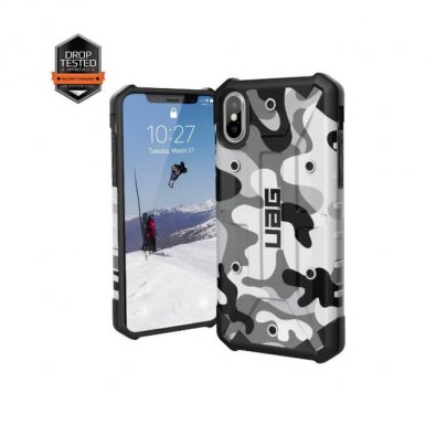 Urban Armor Gear Pathfinder - удароустойчив хибриден кейс за iPhone XS, iPhone X (бял-камуфлаж)
