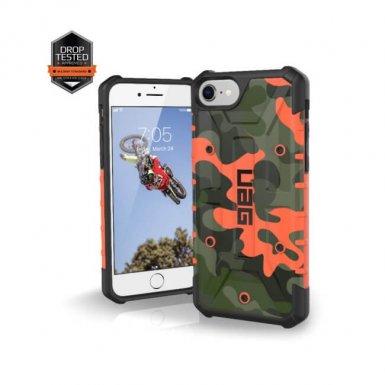 Urban Armor Gear Pathfinder - удароустойчив хибриден кейс за iPhone 8, iPhone 7 (оранжев-камуфлаж)