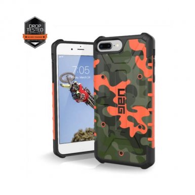 Urban Armor Gear Pathfinder - удароустойчив хибриден кейс за iPhone 8 Plus, iPhone 7 Plus (оранжев-камуфлаж)