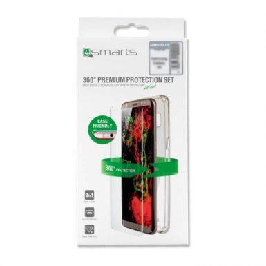 4smarts 360° Protection Set Case Friendly - хибриден кейс и стъклено покритие за Huawei P20 (прозрачен)