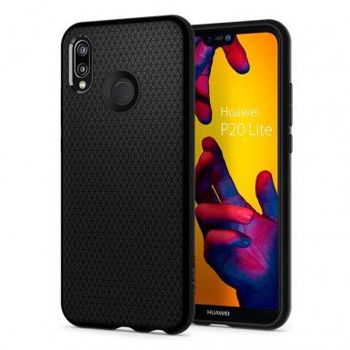 Spigen Liquid Air Case - тънък качествен термополиуретанов кейс за Huawei P20 Lite (черен-мат) 
