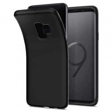 Spigen Liquid Crystal Case - тънък качествен термополиуретанов кейс за Samsung Galaxy S9 (черен-мат) 