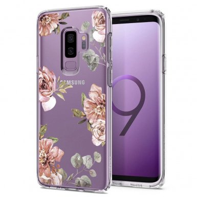 Spigen Liquid Crystal Blossom Flower Case - тънък качествен термополиуретанов кейс за Samsung Galaxy S9 Plus (прозрачен)