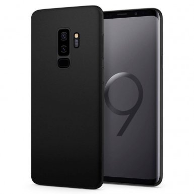 Spigen AirSkin Case - качествен ултратънък (0.36мм) кейс за Samsung Galaxy S9 Plus (черен)