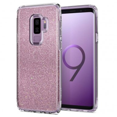 Spigen Slim Armor Glitter Case - хибриден кейс с най-висока степен на защита за Samsung Galaxy S9 Plus (розов)