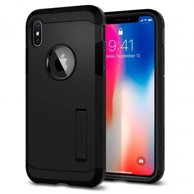 Spigen Tough Armor Case - хибриден кейс с най-висока степен на защита за iPhone XS, iPhone X (черен)