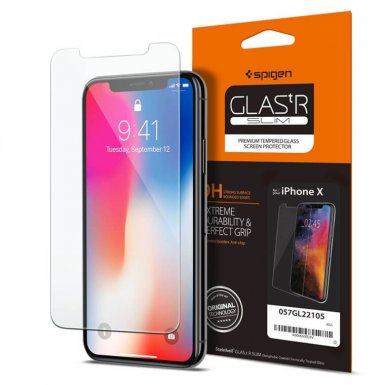 Spigen Tempered Glass GLAS.tR Slim - най-висок клас стъклено защитно покритие за дисплея на iPhone XS, iPhone X