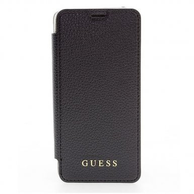 Guess Iridescent Book Case - дизайнерски кожен калъф, тип портфейл за Samsung Galaxy S9 Plus (черен)