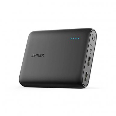 Anker PowerCore Compact 13000 mAh с PowerIQ и VoltageBoost - преносима външна батерия с 2 USB изхода за зареждане на мобилни устройства (черен)