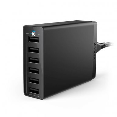 Anker PowerPort 6 Ports (60W) с PowerIQ и VoltageBoost - захранване с 6 x USB изхода за мобилни телефони и таблети (черен)