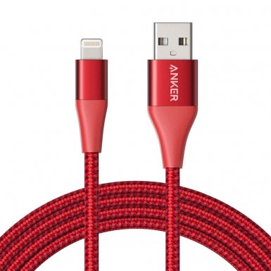 Anker Powerline+ II Lightning Lightning cable 1.8m - сертифициран Lightning кабел за iPhone, iPad и iPod с Lightning (1.8 м) (червен)