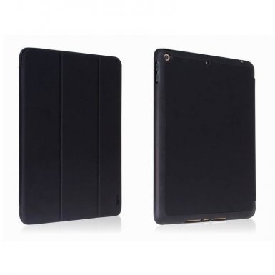 Torrii Torrio Plus Case - кожен кейс и поставка с отделение за Apple Pencil за iPad 6 (2018), iPad 5 (2017) (черен)