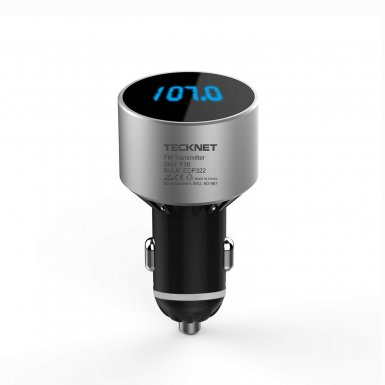 TeckNet F36 Bluetooth FM Transmitter - блутут FM трансмитер и зарядно за кола за мобилни устройства (черен)