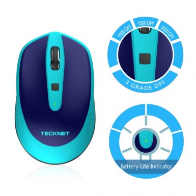 TeckNet M005 2.4G Wireless Mouse - малка безжична мишка (за Mac и PC) (синя)