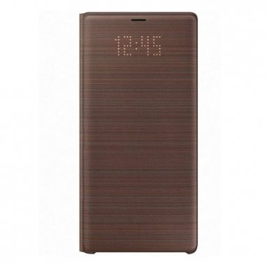 Samsung LED View Cover EF-NN960PAEGWW - оригинален кожен калъф през който виждате информация от дисплея за Samsung Galaxy Note 9 (кафяв)