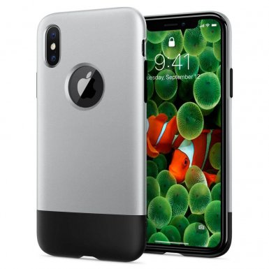 Spigen Classic One Case - хибриден кейс с висока степен на защита за iPhone XS, iPhone X (сив)