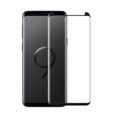 Premium Full Glue 5D Case Friendly Tempered Glass - калено стъклено защитно покритие с извити ръбове за целия дисплея на Samsung Galaxy S9 (черен-прозрачен)