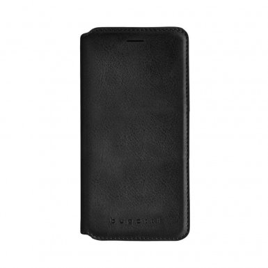 Bugatti Parigi Full Grain Booklet Case - хоризонтален кожен калъф (естествена кожа), тип портфейл за iPhone XS, iPhone X (черен)