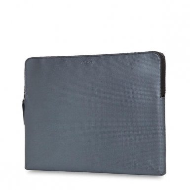 Knomo Laptop Leather Embossed Sleeve 15 - луксозен кожен калъф с цип за преносими компютри до 15 инча (сребрист)
