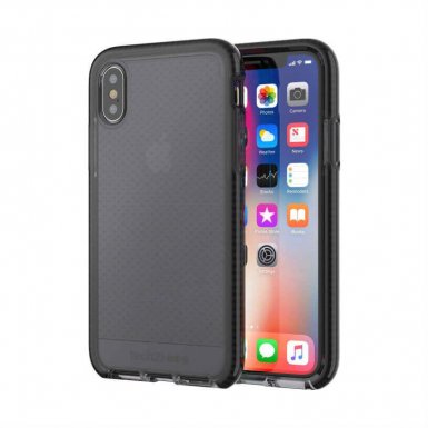 Tech21 Evo Check Case - хибриден кейс с висока защита за iPhone XS, iPhone X (черен-прозрачен)
