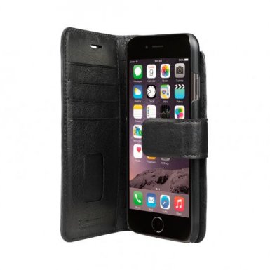 Bugatti Zurigo Booklet Case - кожен калъф (естествена кожа), тип портфейл за iPhone 8, iPhone 7 (черен)