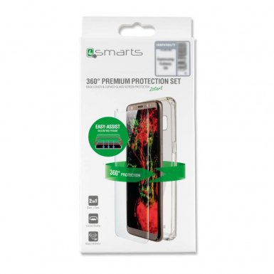 4smarts 360° Premium Protection Set Easy-Assist - хибриден кейс и стъклено покритие за Samsung Galaxy Note 9 (с рамка за поставяне) (прозрачен)
