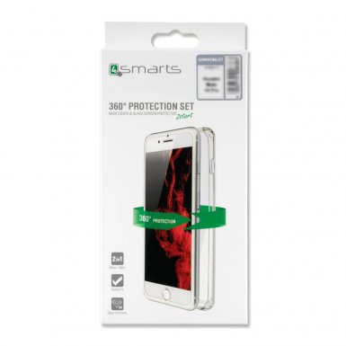 4smarts 360° Protection Set - тънък силиконов кейс и стъклено защитно покритие за дисплея на iPhone XS Max (прозрачен)