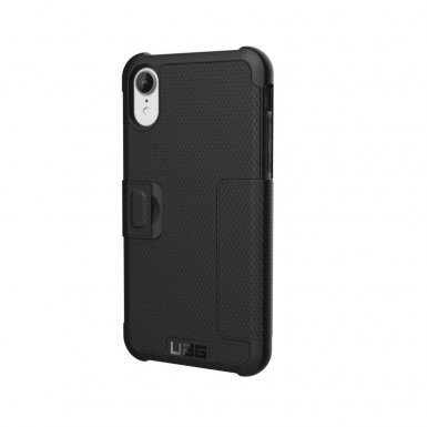 Urban Armor Gear Metropolis - удароустойчив хибриден кейс тип портфейл за iPhone XR (черен)
