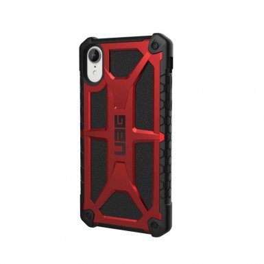 Urban Armor Gear Monarch Case - удароустойчив хибриден кейс за iPhone XR (червен-черен)