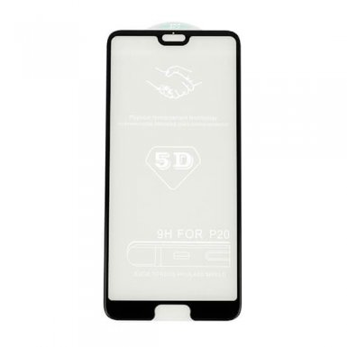 Premium Full Glue 5D Tempered Glass - обхващащо и ръбовете стъклено защитно покритие за дисплея на Huawei P20 (черен)