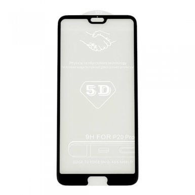 Premium Full Glue 5D Tempered Glass - обхващащо и ръбовете стъклено защитно покритие за дисплея на Huawei P20 Pro (черен)
