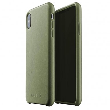 Mujjo Leather Case - кожен (естествена кожа) кейс за iPhone XS Max (маслинен)