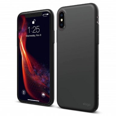 Elago Slim Fit Case - качествен поликарбонатов кейс за iPhone XS (черен-мат)