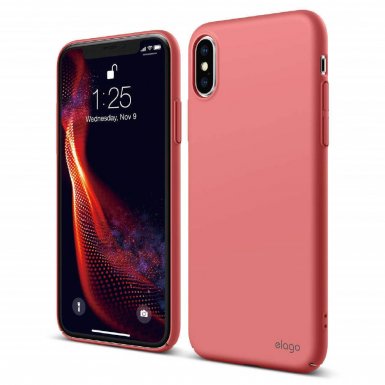 Elago Slim Fit Case - качествен поликарбонатов кейс за iPhone XS (светлочервен)