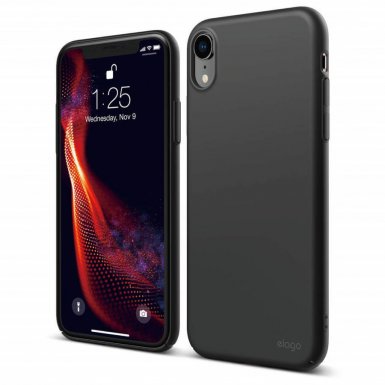 Elago Slim Fit Case - качествен поликарбонатов кейс за iPhone XR (черен-мат)
