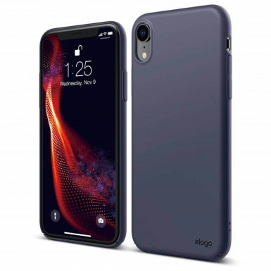 Elago Slim Fit Case - качествен поликарбонатов кейс за iPhone XR (тъмносин)