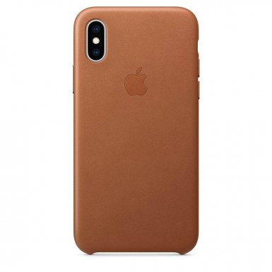 Apple iPhone Leather Case - оригинален кожен кейс (естествена кожа) за iPhone XS (кафяв)