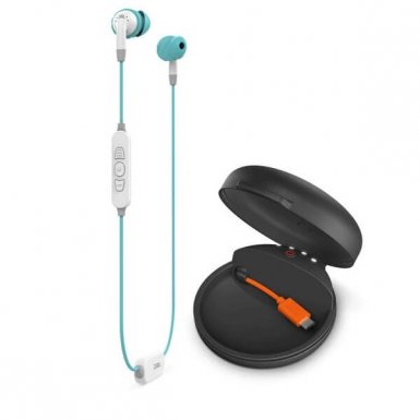 JBL Inspire 700 - безжични спортни слушалки с микрофон и управление на звука за iPhone, iPod и iPad и мобилни устройства (бял-син)