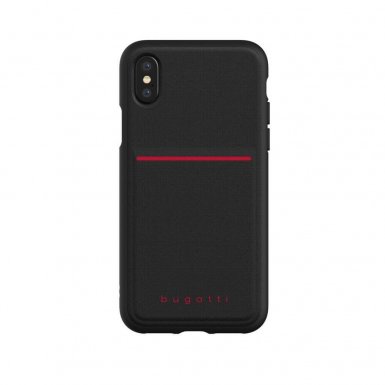 Bugatti Flexcity Snap Case - хибриден кейс с отделение за кредитна карта за iPhone XS, iPhone X (черен)