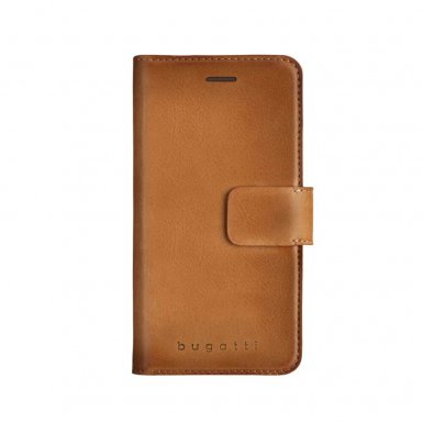 Bugatti Zurigo Full Grain Folio Case - хоризонтален кожен (естествена кожа) калъф с поставка и 4 отделения за кр. карти за iPhone XR (кафяв)