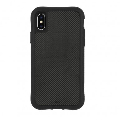 CaseMate Carbon Fibre Case - удароустойчив хибриден кейс за iPhone XS Max (черен)